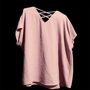 Cato Light Pink Blouse with Lattice Back